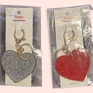 Pastels Red and Silver Heart Key Holders